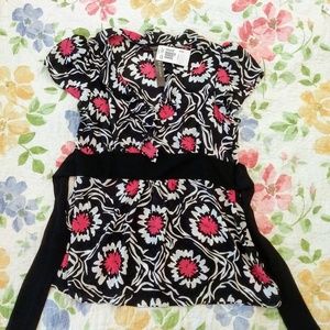Belissimo, NY Black & White Empire Waist Blouse
